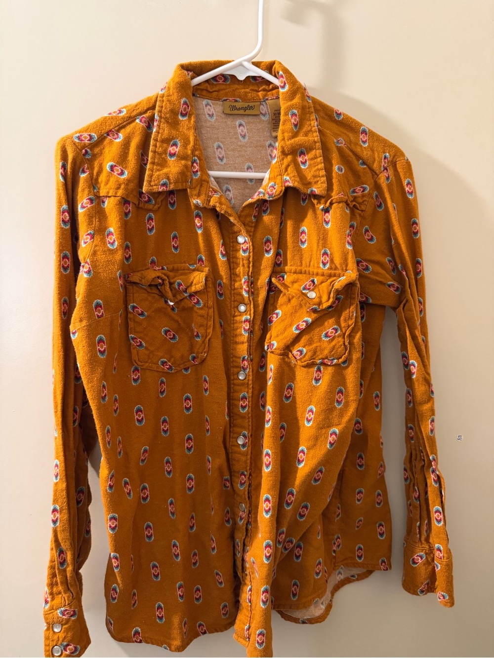 Wrangler Rust Orange Patterned Button-Up Shirt